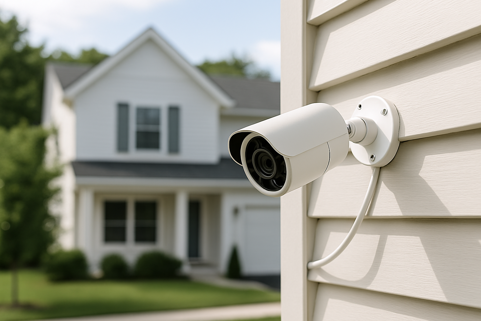 External camera monitoring the entrance of a holiday home