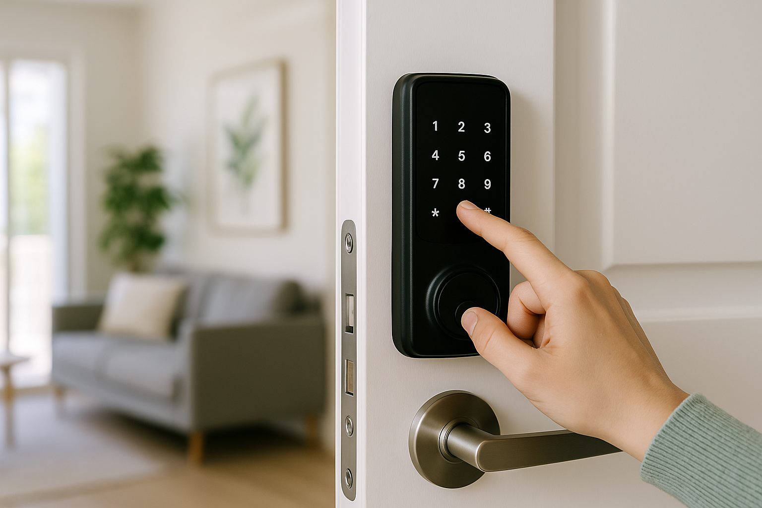Guest using a keypad to access a holiday rental