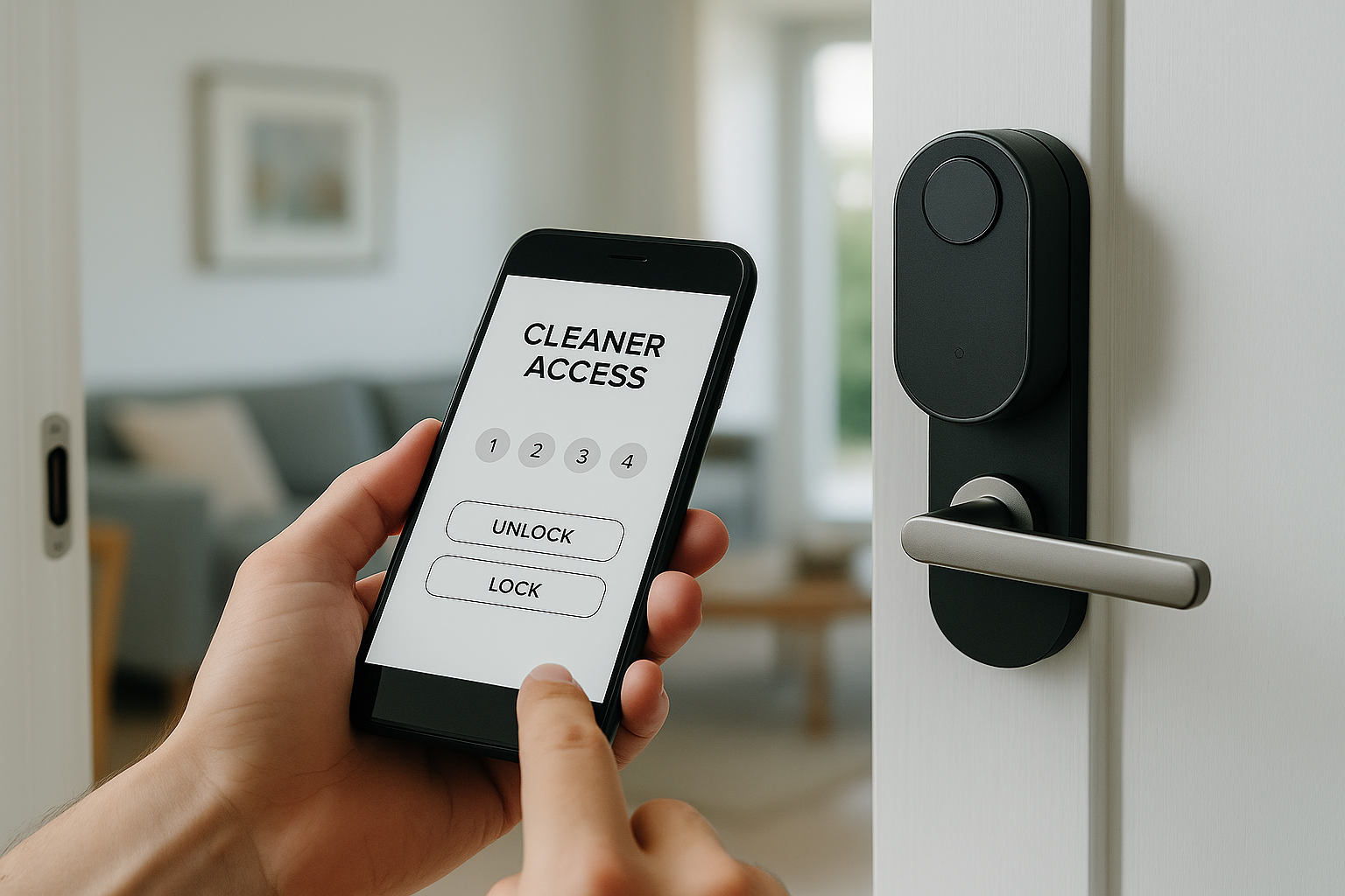 Cleaner entering a property with secure digital access